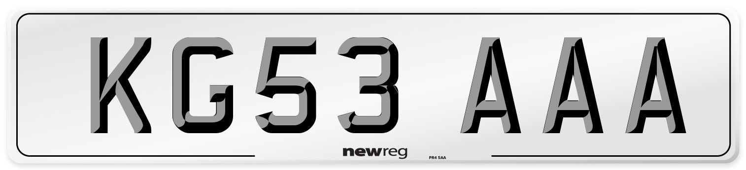 KG53 AAA Number Plate from New Reg